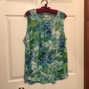 J. Jill green and blue patterned tank
